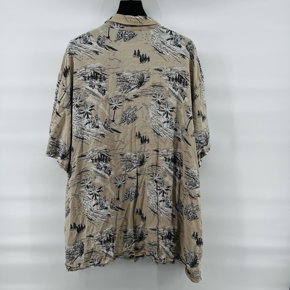 Harley Davidson Shirt Men's XL Hawaiian Motorcycle Aloha Palm Trees Rayon Surf‎ - Picture 3 of 14